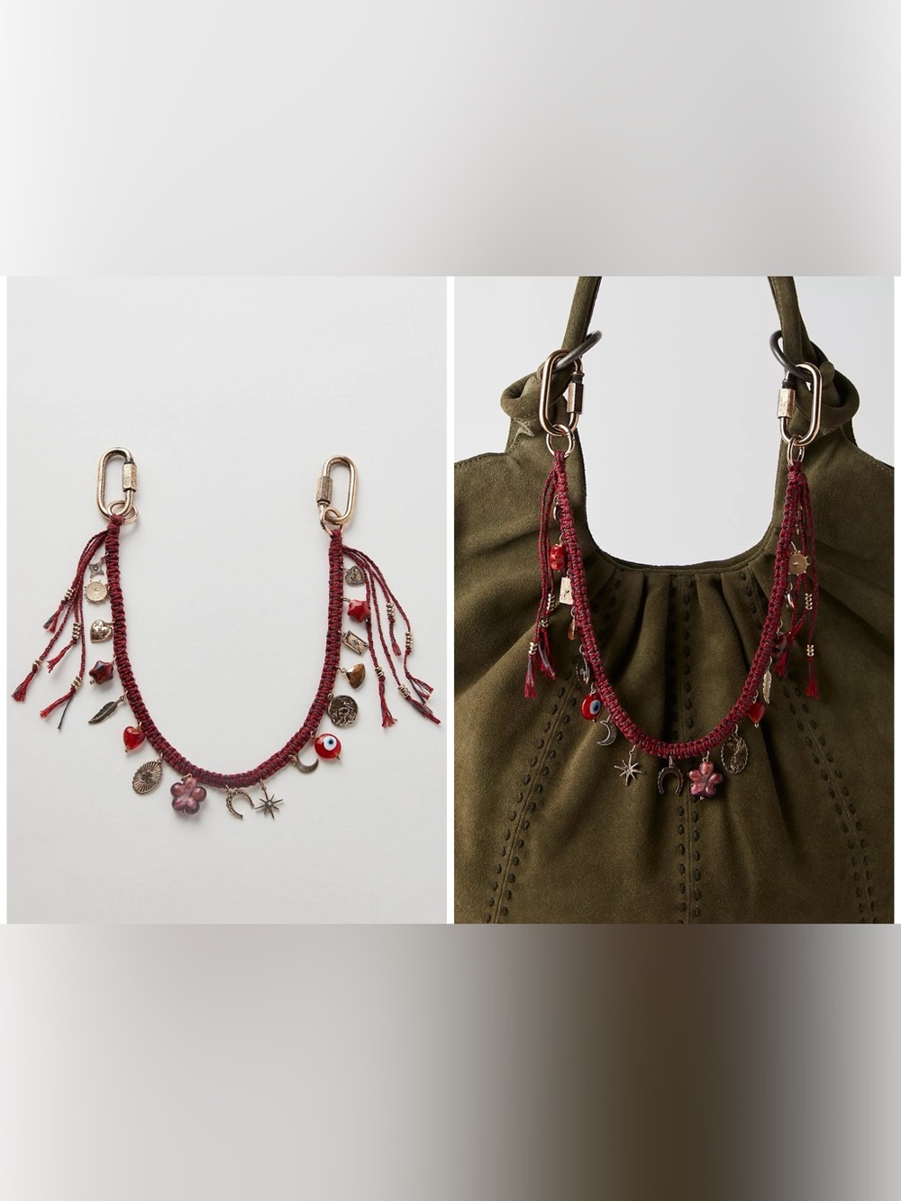 NWOT Free People Friendship Swag Charm - red maroon - one size